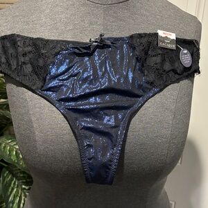 Cacique Shimmering Midnight Blue Lace Thong